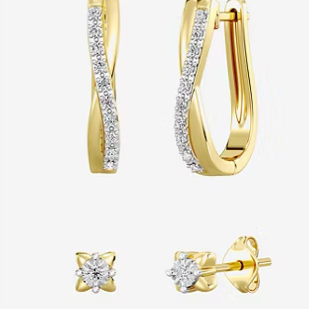 Gold and Silver Hoop Earrings with Studs